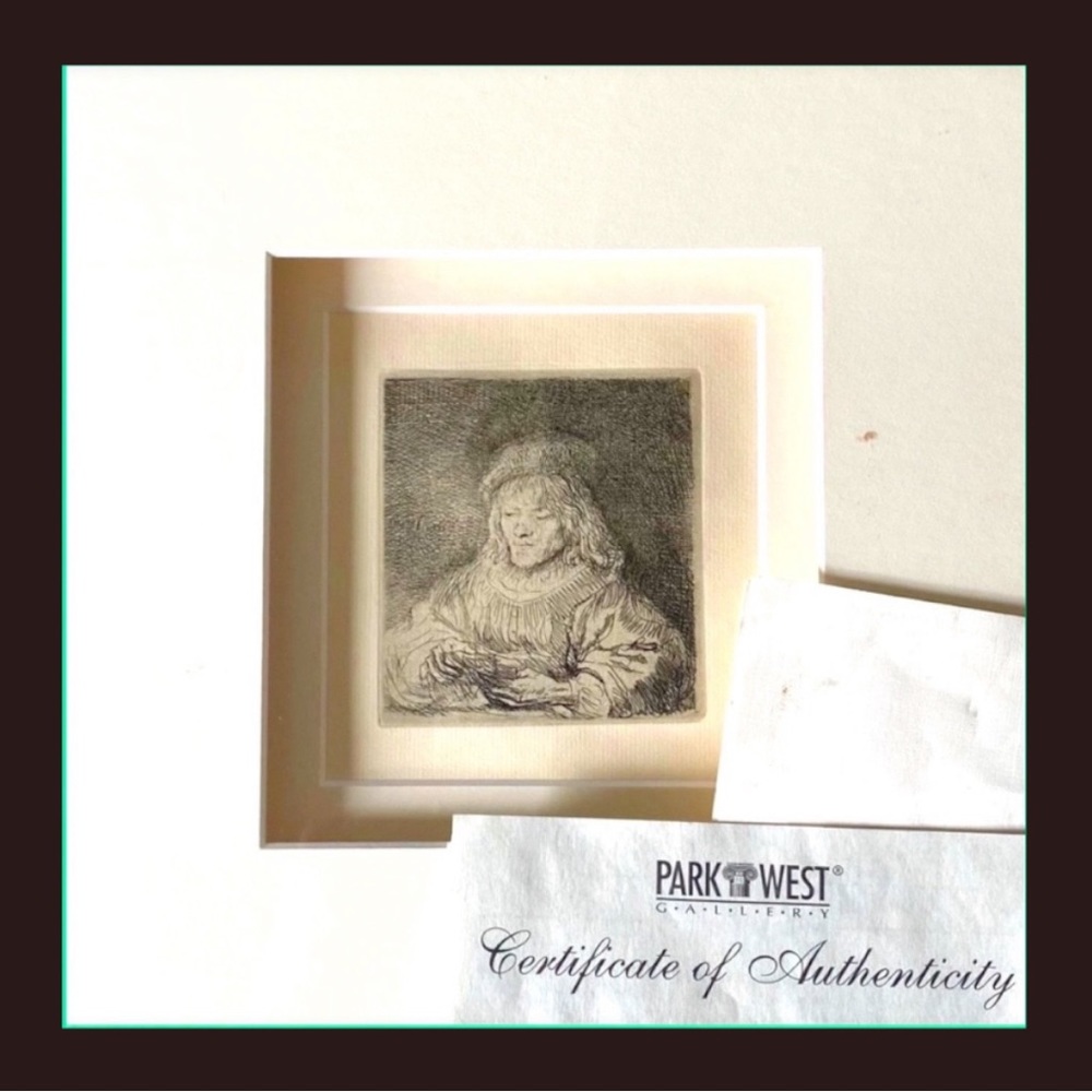 🔥SALE🔥AUTHENTIC Rembrandt etching "The Card Player" from Millennium Edition